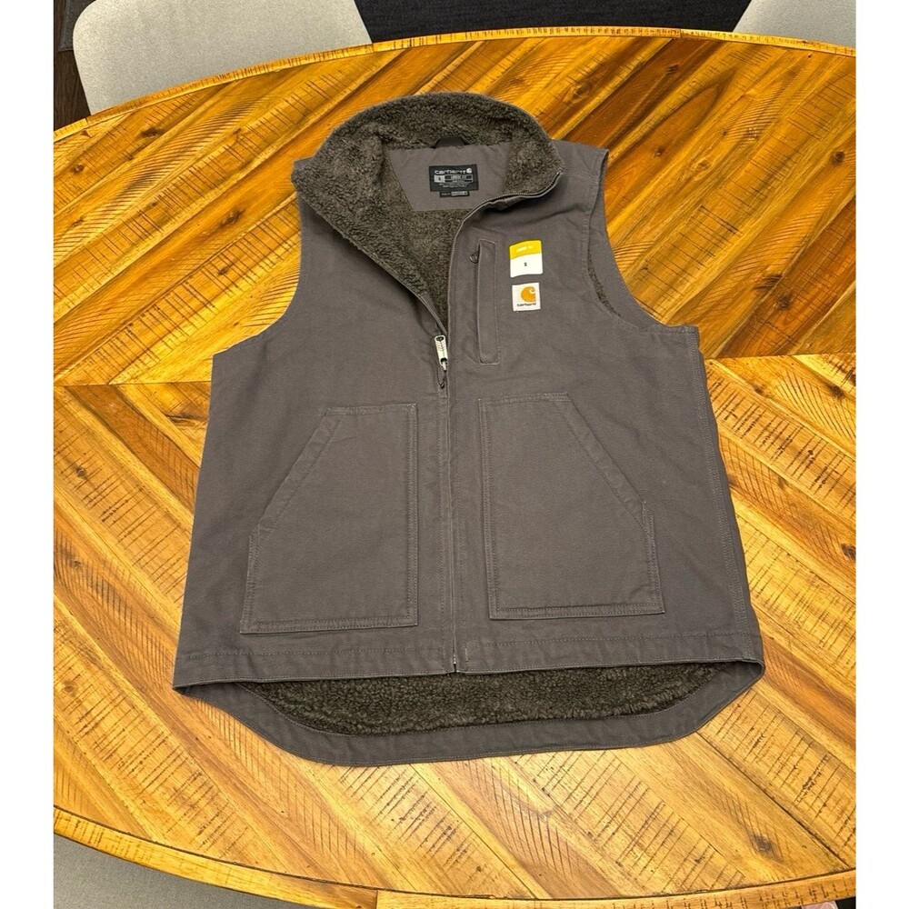 Carhartt Sherpa Lined Duck Canvas Vest Small Grey NWT Gorpcore